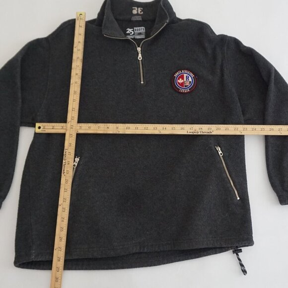 Vintage Roots Canada Gray Fleece Quarter Zip Pullover Sweater XL Made In Canada - Picture 3 of 9